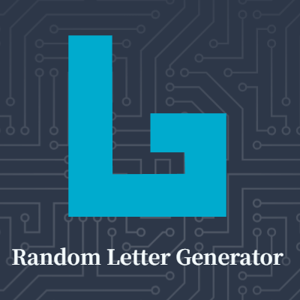 Random Letter Generator logo featuring a stylized cyan 'L' on a circuit board background, with the text 'Random Letter Generator' below it