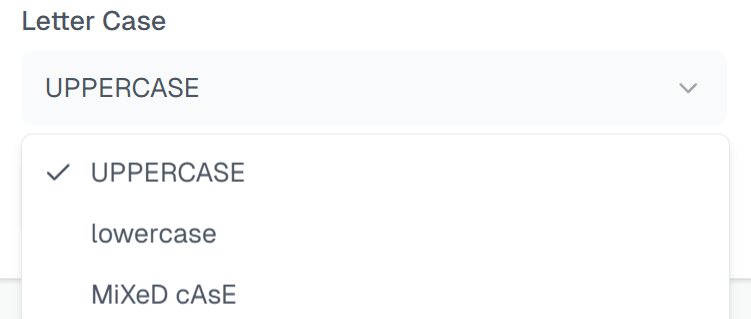 Configure Letter Case in Random Letter Generator